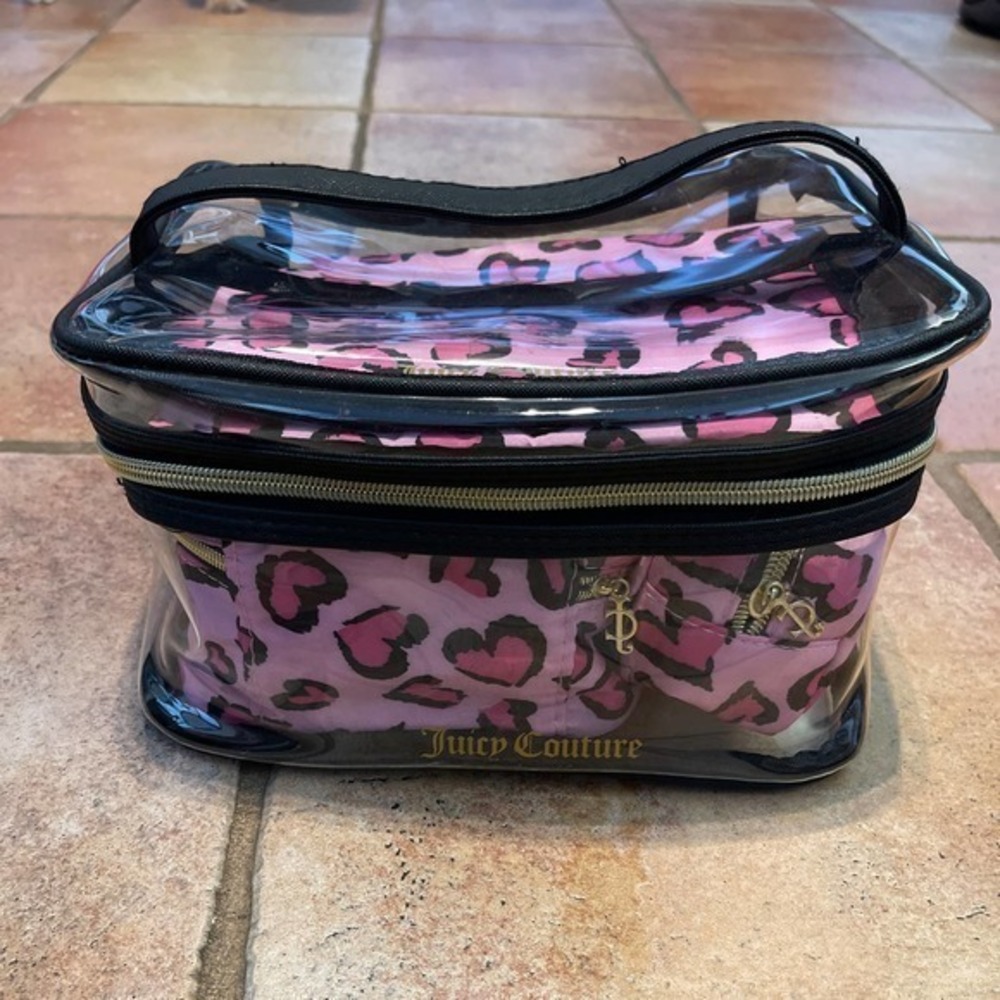 Juicy Couture clear travel cosmetic & trio inside